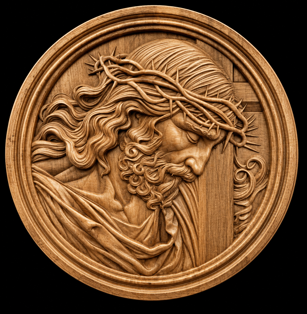 Jesus custom CNC carving by Singed Impressions
